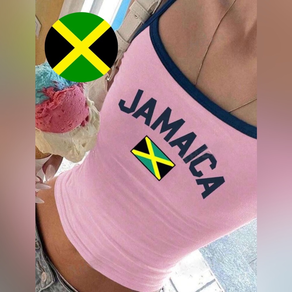Ladies' Tight-Fitting Tank Top With Color-Blocking And Jamaica Pattern